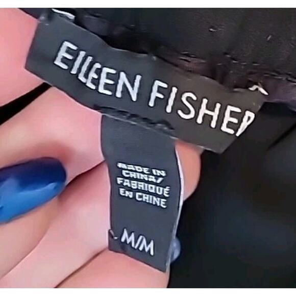 Eileen Fisher Womens Pants Black Size Medium Silk Georgette Crepe Cropped Pant - Picture 3 of 8